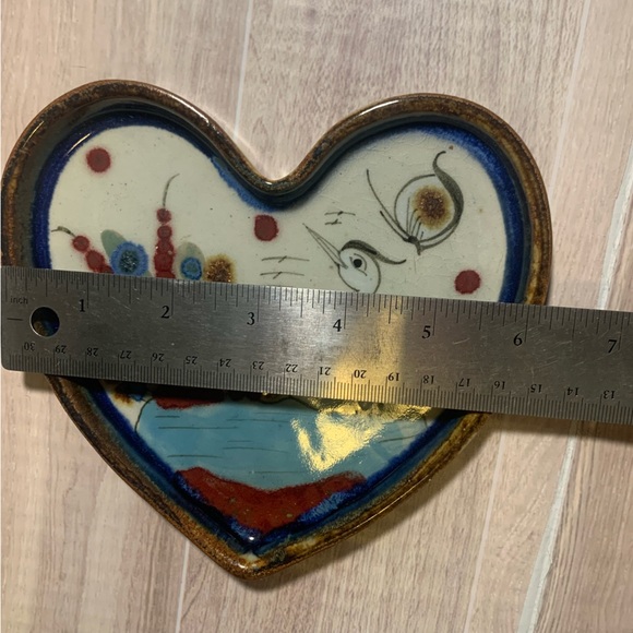 Ken Edward’s Mexico Heart Trinket Tray Small Hand Painted Art Plate Signed - Picture 2 of 6